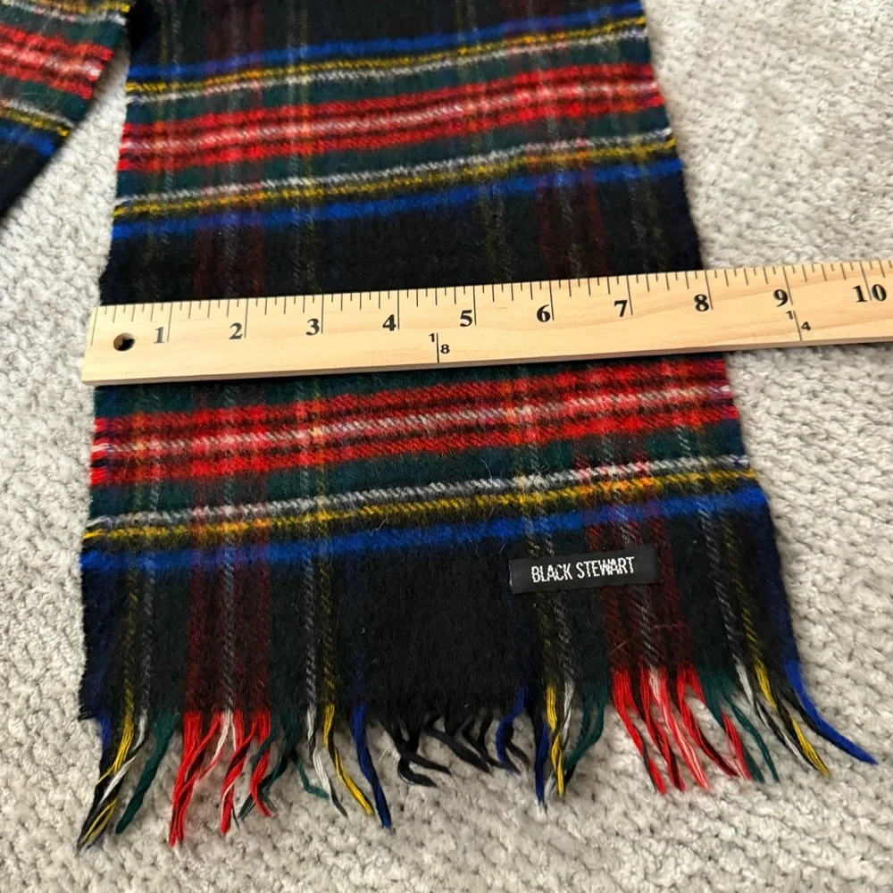 Black Stewart Tartan Wool Scarf Red Plaid Fringe Classic Winter Holiday‎ Unisex